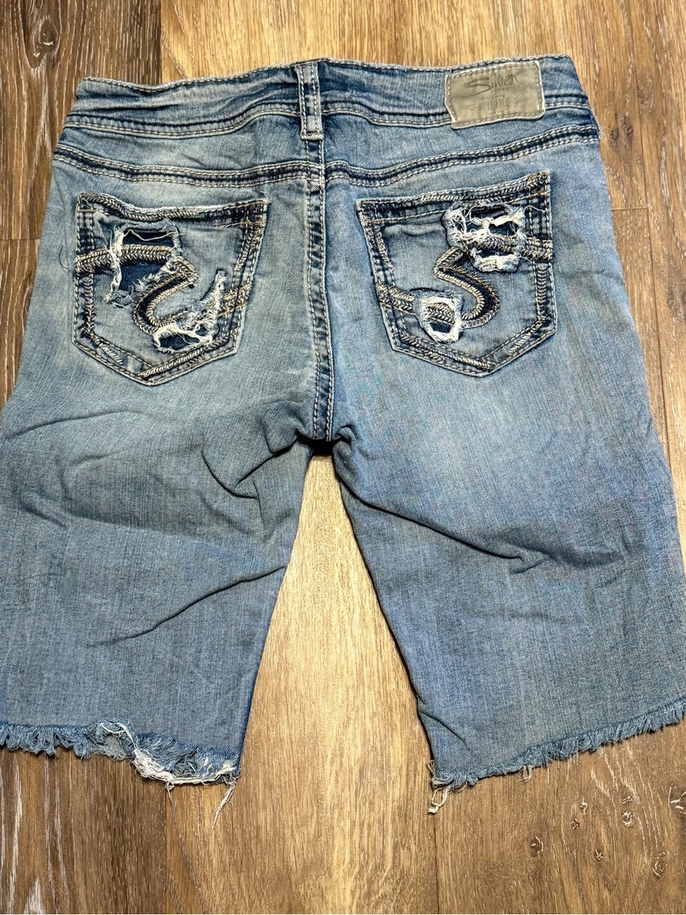 Silver Jeans Light Blue Distressed Jean Shorts